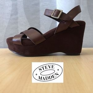 Steve Madden Brown Leather Platform Sandal 7.5